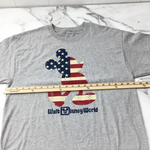 Hanes Disneyland American Flag Mickey Mouse Tee Womens Large Short Sleeve‎ Top - Picture 10 of 11